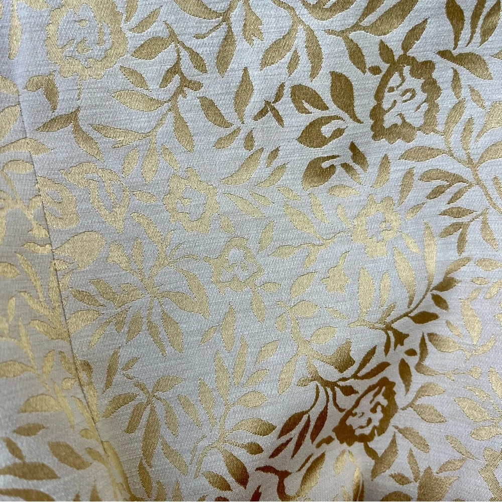 Pendleton Vintage 80s Gold Lame Cream Floral Brocade Belted Lined Blazer Jacket - Picture 16 of 16